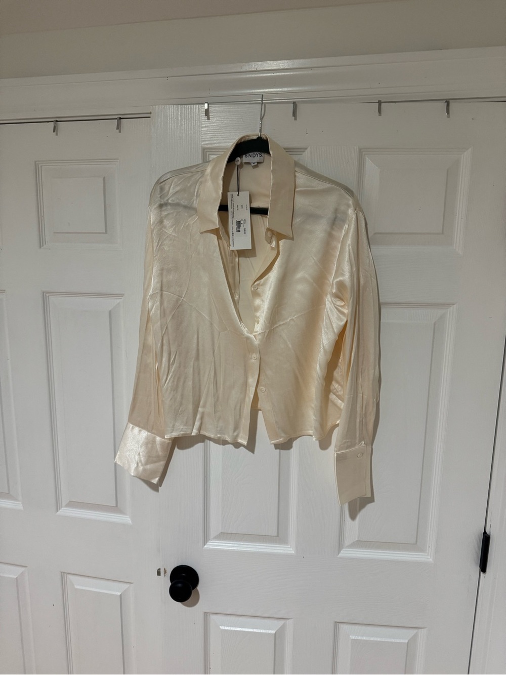 Women’s Cream Satin Button-Down Shirt by Sandro